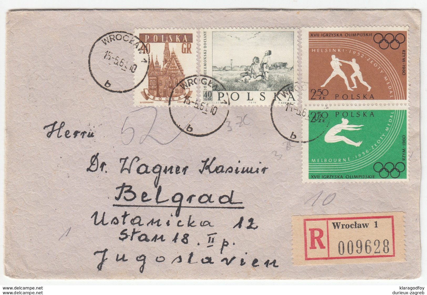 Poland, Letter Cover Registered Travelled 1961 Wroclaw To Belgrade B170330 - Cartas & Documentos