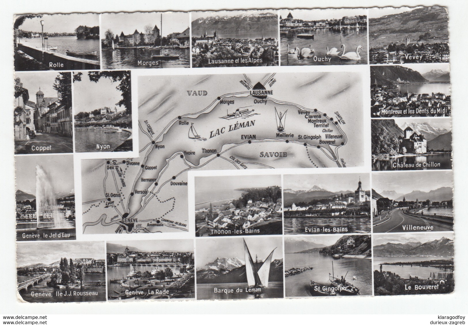 Lac Léman Old Postcard Travelled 1956 Veytaux Chillon Pmk B181115 - Veytaux