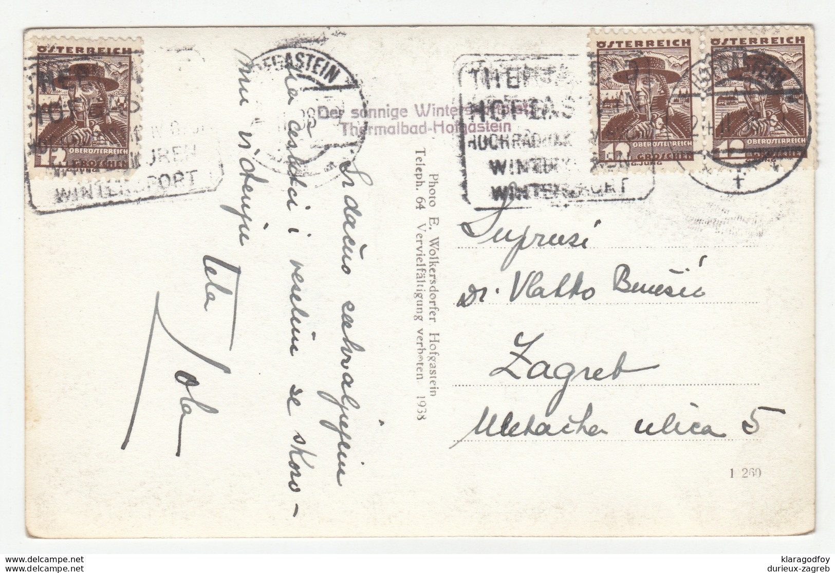 Bad Hofgastein Old Postcard Travelled 1938 B181115 - Bad Hofgastein