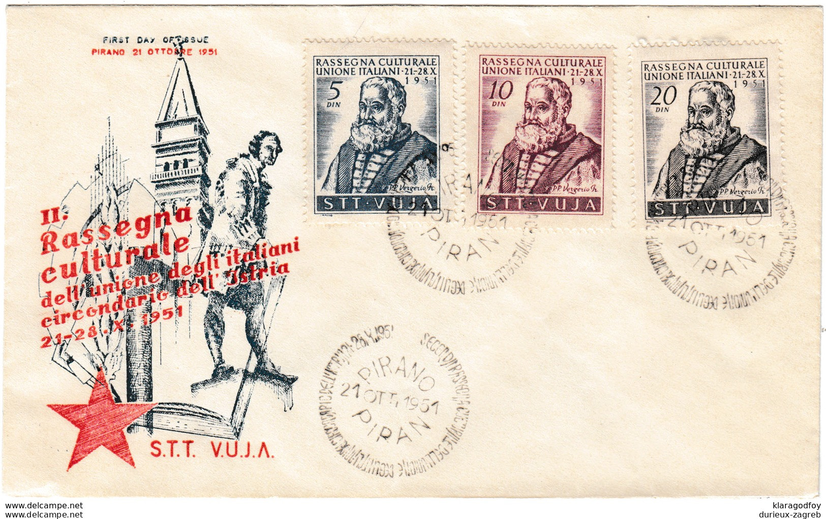 Trieste - Zone B (STT VUJA), Rassegna Culturale Unione Italiani Pirano FDC 1951 B180410 - Storia Postale