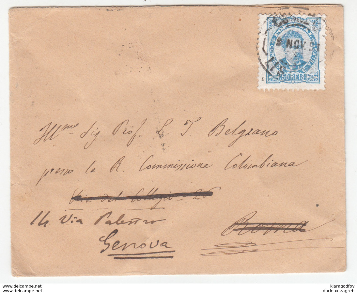 Portugal, Letter Cover Travelled 1898 To Roma & Genova B180301 - Lettres & Documents