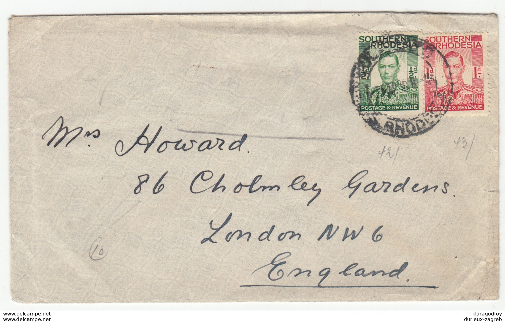 Southern Rhodesia, Letter Cover Travelled 193? B180122 - Southern Rhodesia (...-1964)