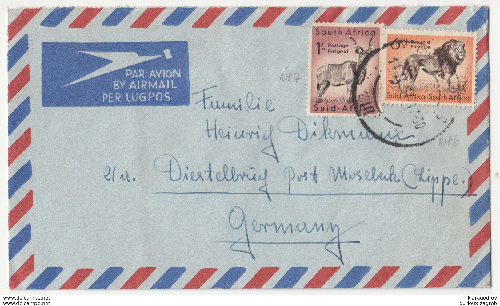 South Africa, Letter Cover Travelled 1957 Johannesburg Pmk B180122 - Luchtpost