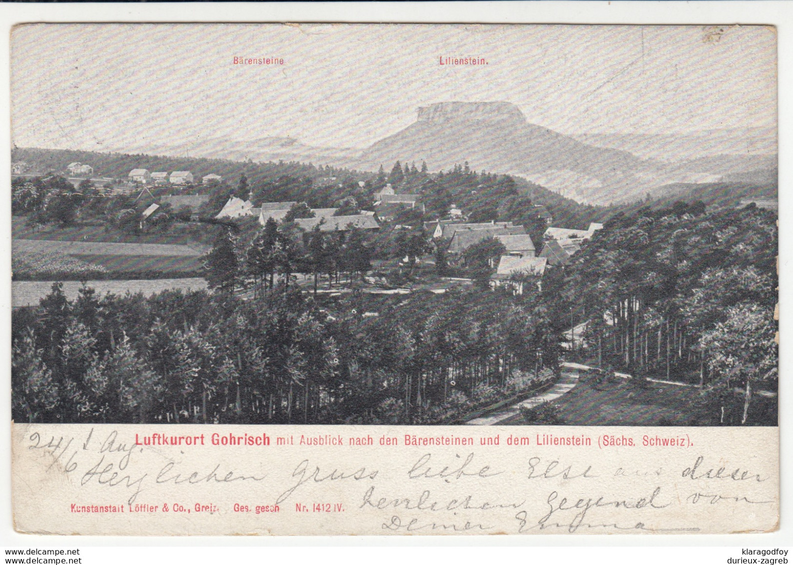 Gohrisch Old Postcard Travelled 19?? Without Stamp B170701 - Gohrisch