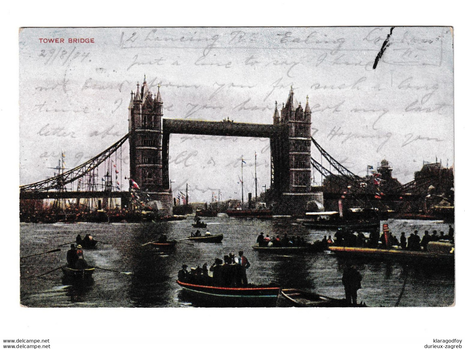 London Tower Bridge Old Postcard Posted 1904 To Osijek B210120 - River Thames