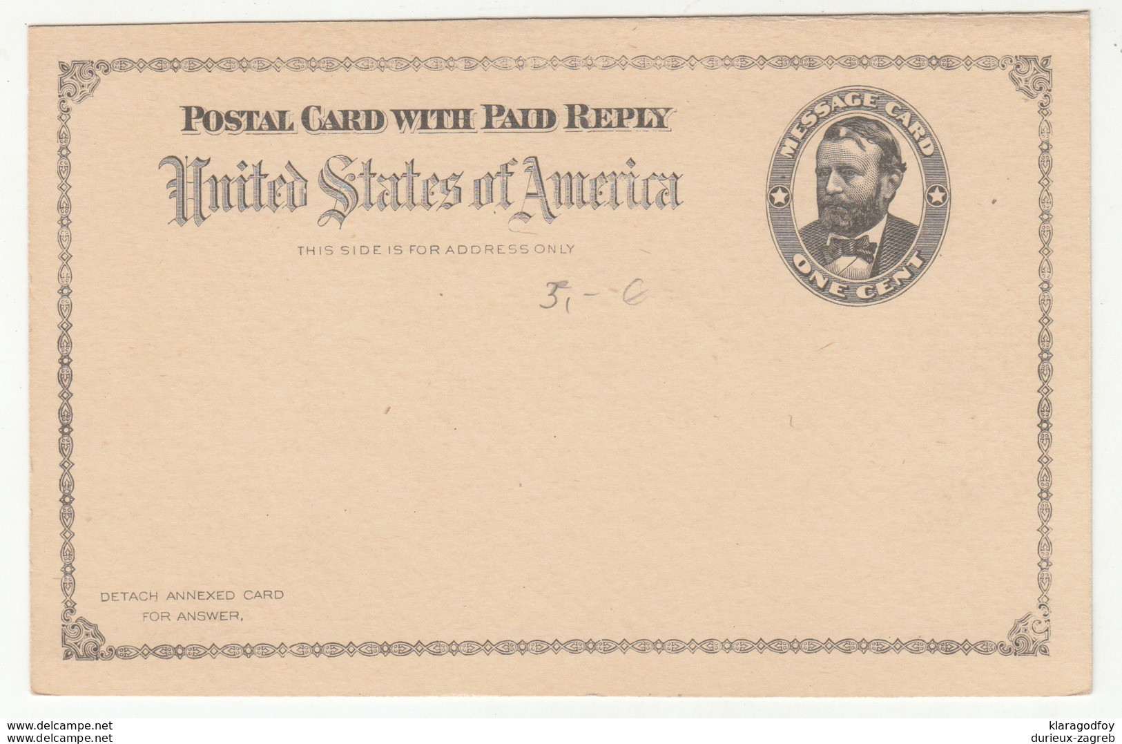 US, Only Half Of Postal Stationery Post Card Unused 1890's B190601 - ...-1900