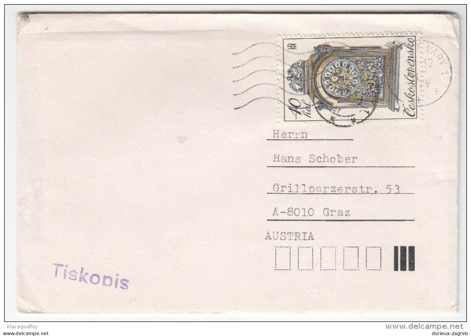 Clocks Stamps Travelled 1979 Czechoslovakia To Austria Bb160429 - Uhrmacherei