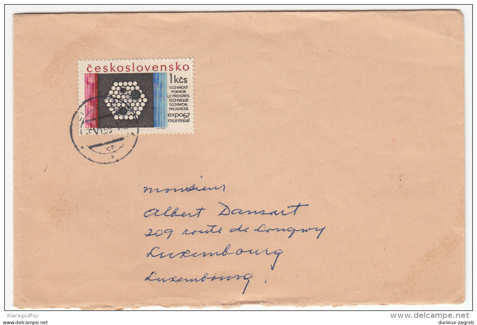 EXPO Stamps Travelled 1967 Czechoslovakia To Luxembourg Bb160429 - 1967 – Montréal (Canada)