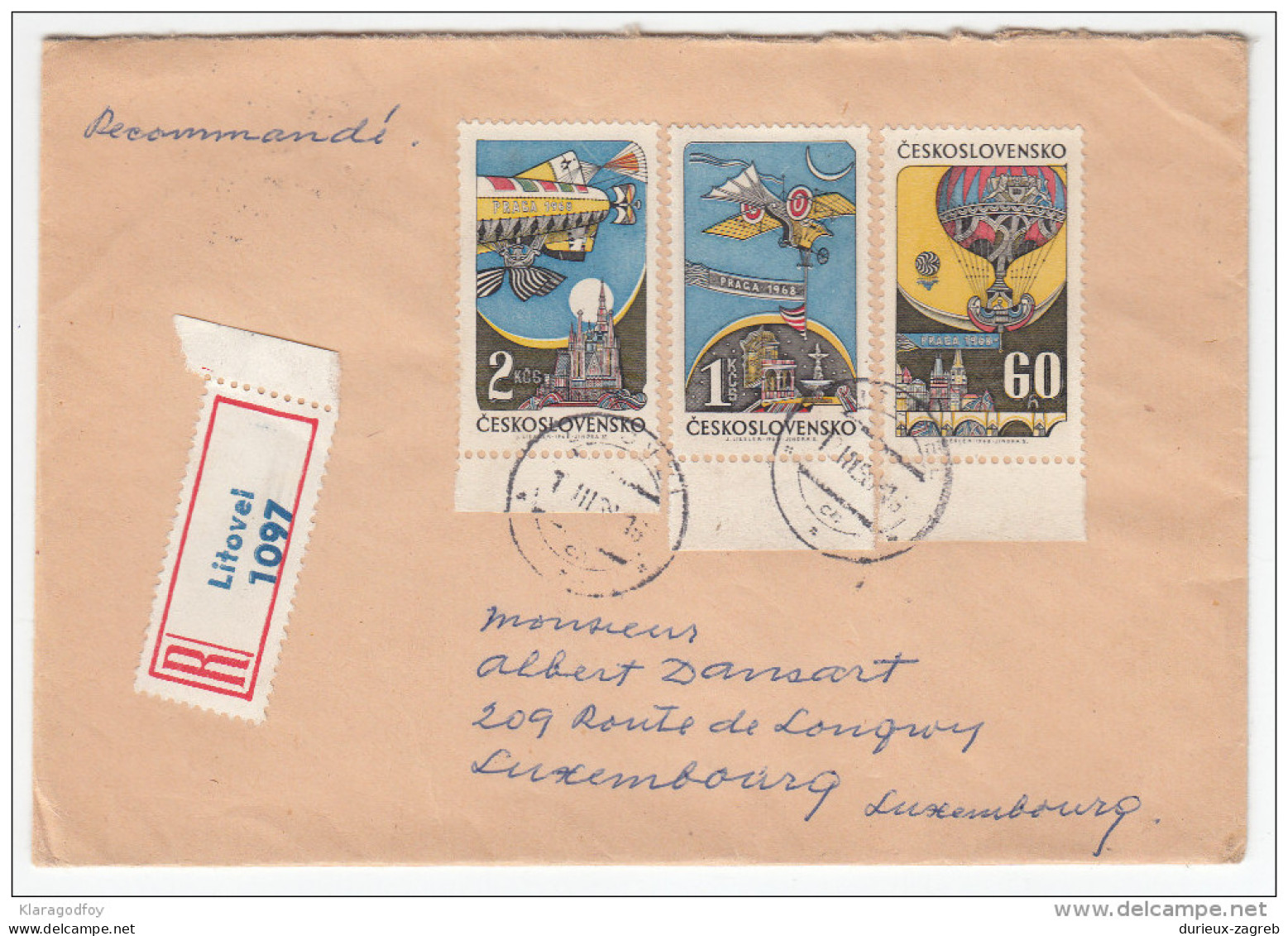 Space Stamps Registered Travelled 19?? Czechoslovakia To Luxembourg Bb160429 - Other & Unclassified