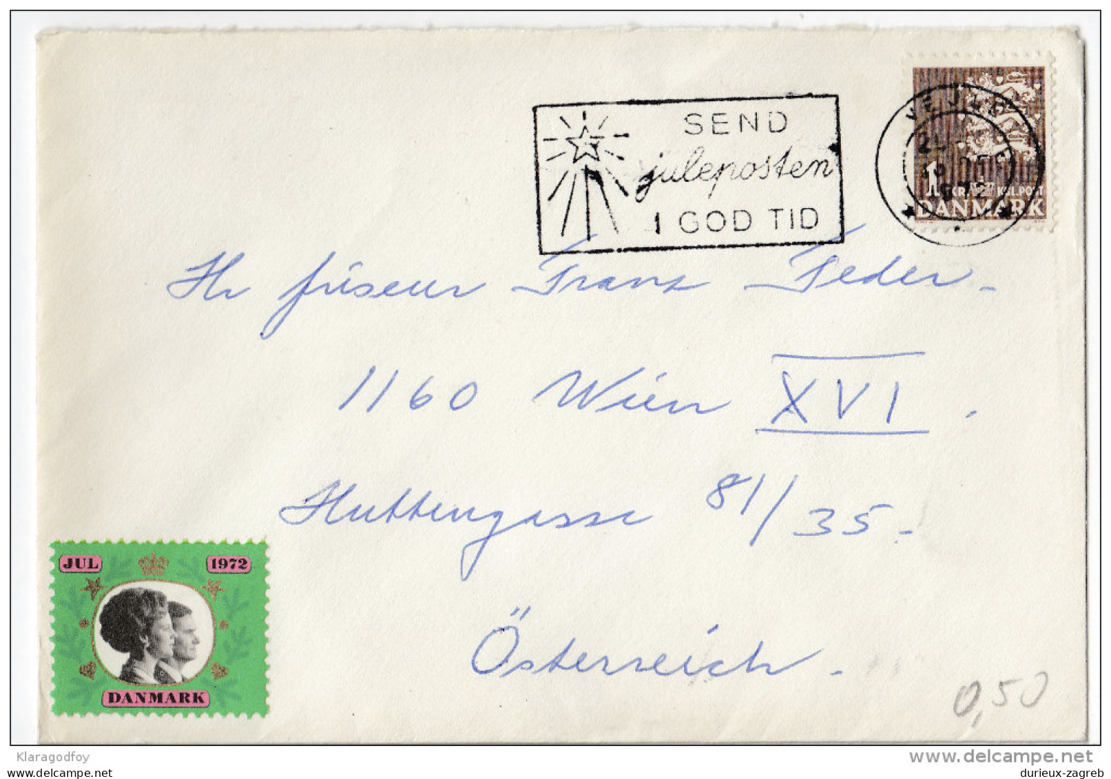 Denmark Letter Cover With Jul Marken Travelled 1972 To Wien Slogan Postmark Juleposten Bb160309 - Brieven En Documenten