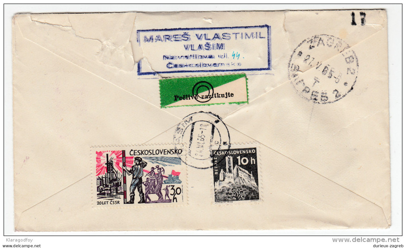 Stamps On Registered Air Mail Letter Cover Travelled 1965 Czechoslovakia To Yugoslavia Bb160301 - Usines & Industries