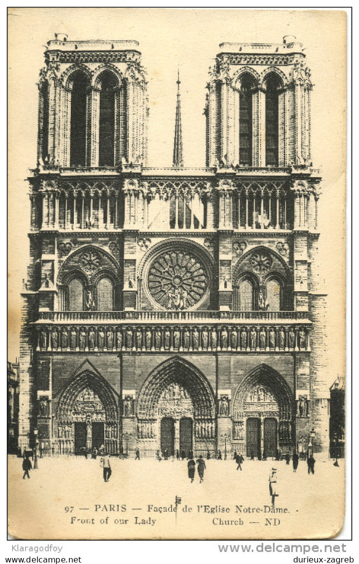 Façade De L'Eglise Notre-Dame Postcard Not Travelled Bb - Notre Dame De Paris