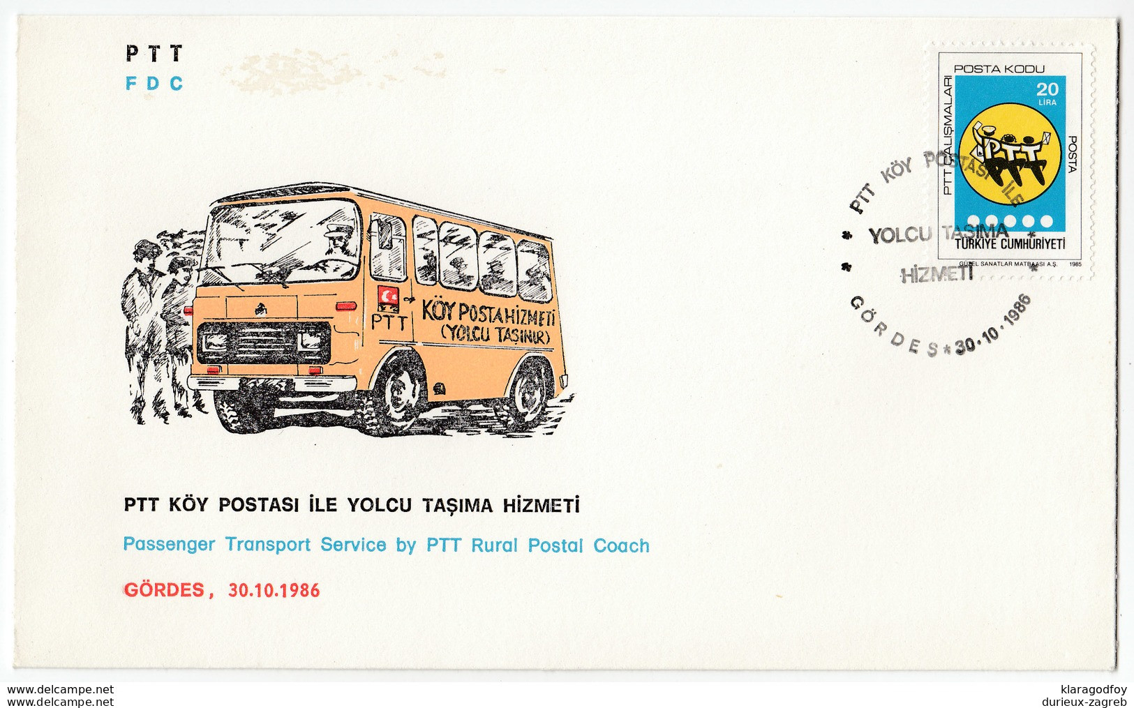 Passenger Transport Service By PTT Rural Postal Coach Special Letter Cover And Postmark 1986 Bb170325 - Storia Postale