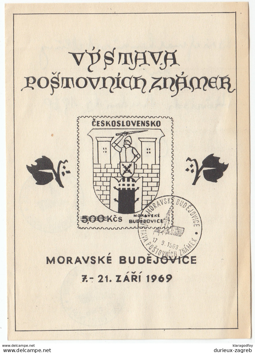 Moravske Budejovice Philatelic Exhibition 1969 Card And Postmark Bb170325 - Lettres & Documents