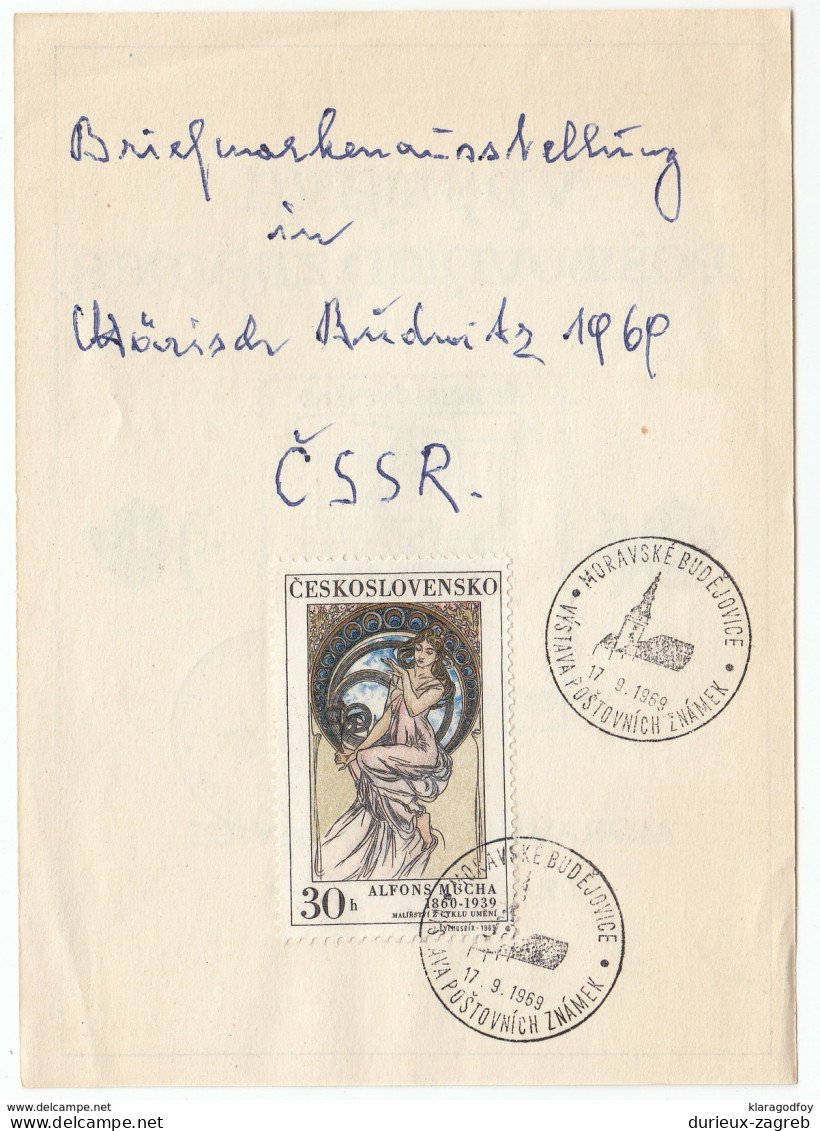 Moravske Budejovice Philatelic Exhibition 1969 Card And Postmark Bb170325 - Brieven En Documenten