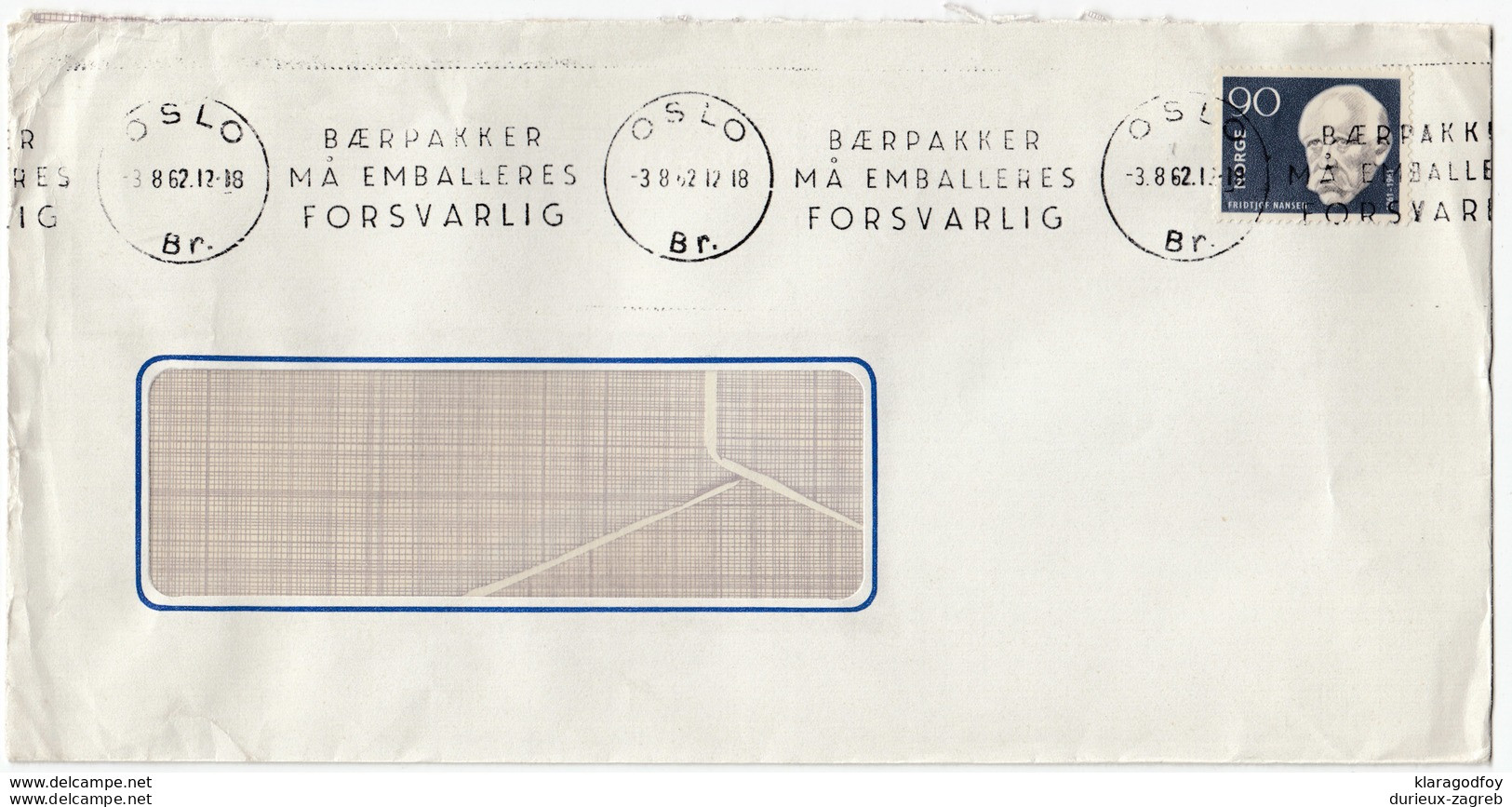 Baerpakker Ma Emalleres Forsvarlig Slogan Postmark On Letter Cover Travelled 1962  Bb161210 - Storia Postale