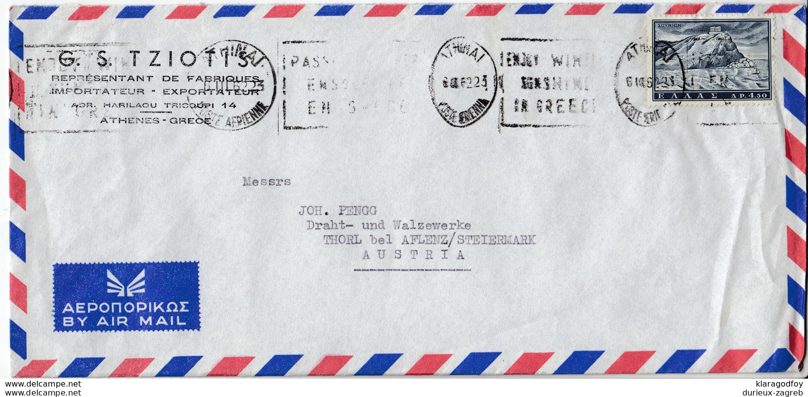 G.S. Tziotis Company Air Mail Letter Cover Travelled 1962 Athens To Thörl Bei Aflenz Bb161210 - Cartas & Documentos