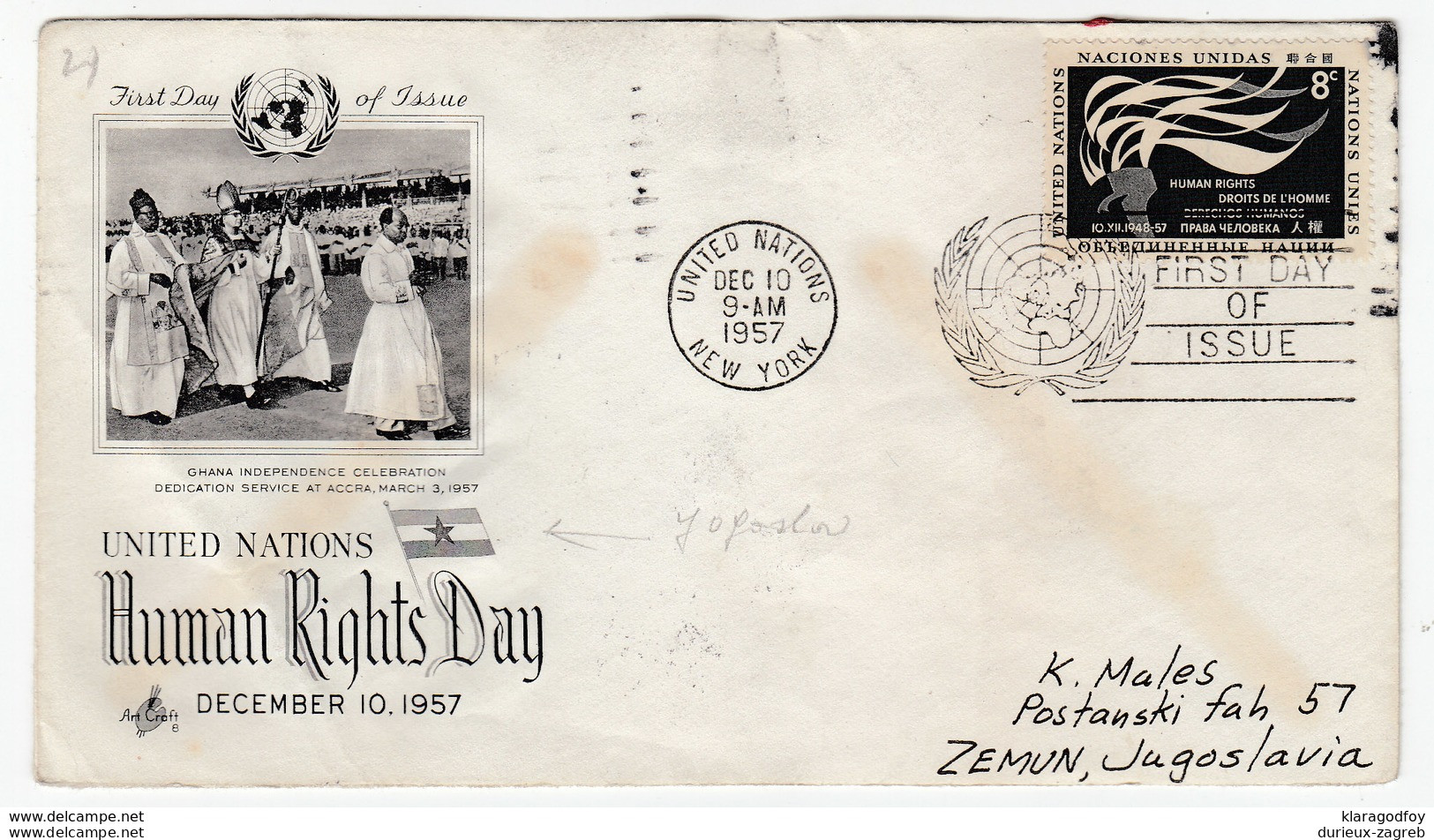 United Nations 12 FDCs travelled 1953-57 New York to Zemun b bb170325