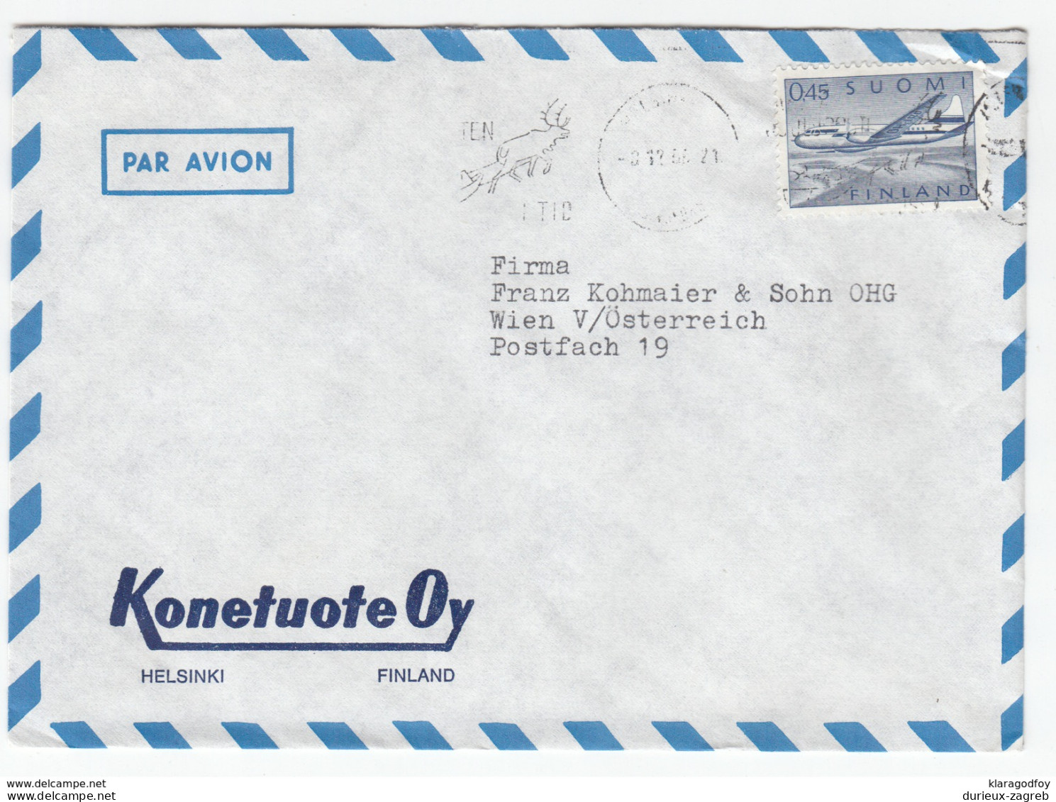 Finland Konetuote Oy Company Airmail Cover Letter Travelled 1966 Helsinki To Wien Bb161110 - Covers & Documents