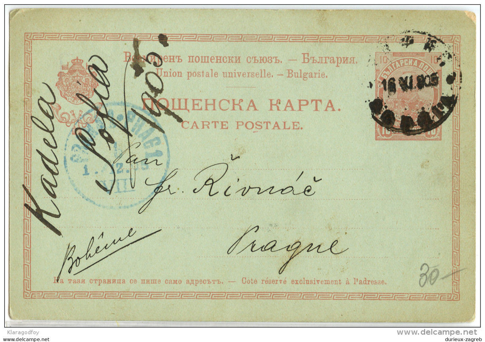 Bulgaria Postal Stationery Postcard Travelled 1905 To Prague Bb150930 - Cartoline Postali