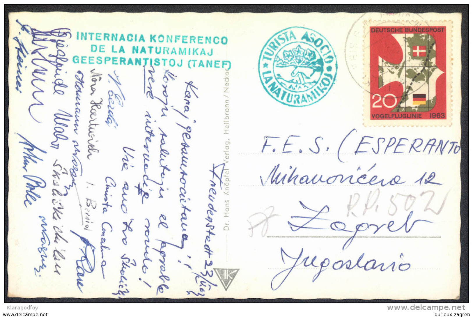 Esperanto Germany 1963 Touristic Conference Special Postmarks On Postcard Frendenstadt Travelled Bb150916 - Esperanto