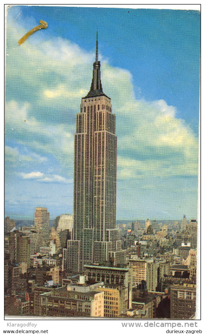 Empire State Building NYC Postcard Travelled To Yugoslavia 1958 Bb - Empire State Building