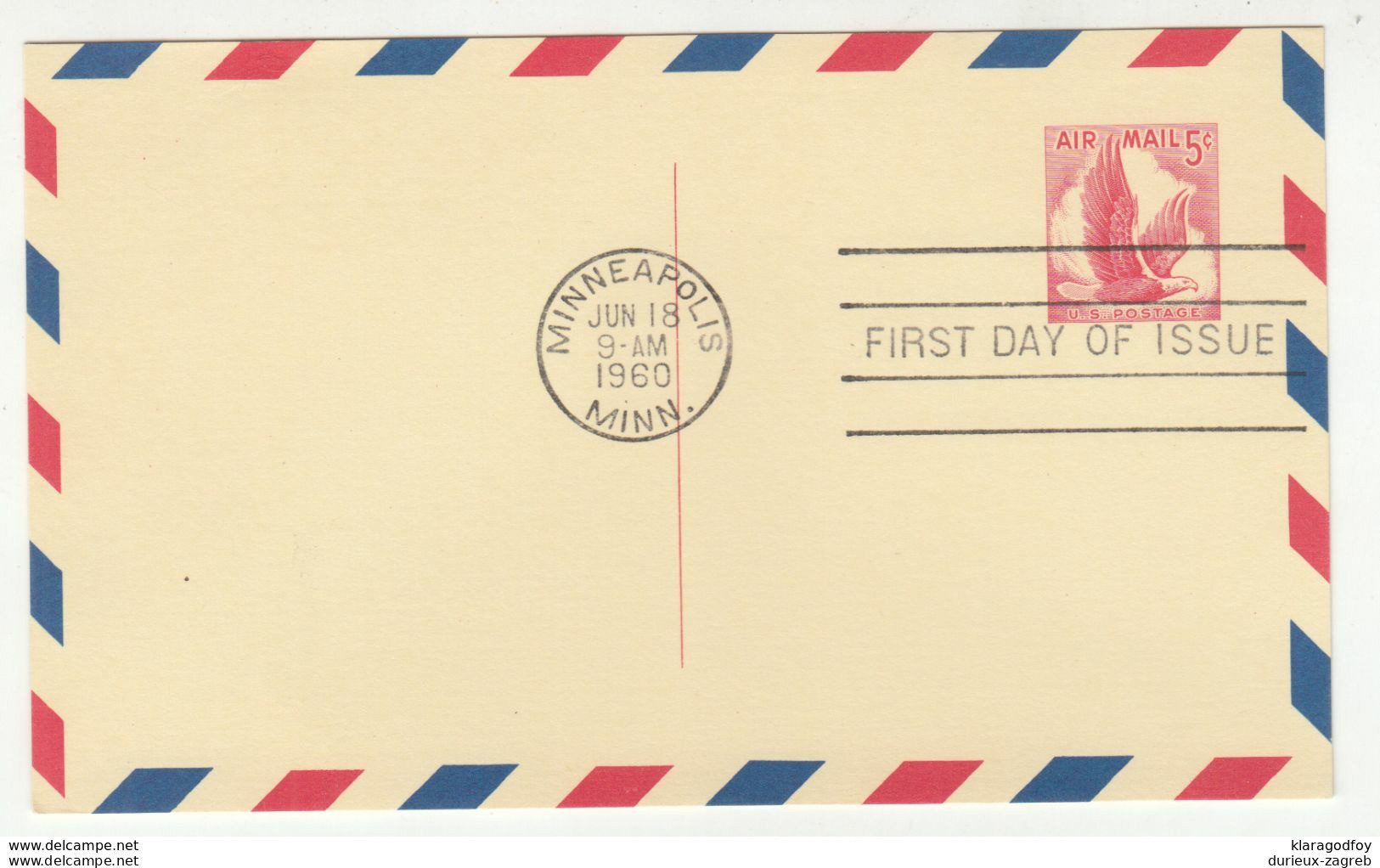 UXC3, Postal Stationery Airmail FD Postal Card 1960 Minneapolis Pmk B200901 - 1941-60