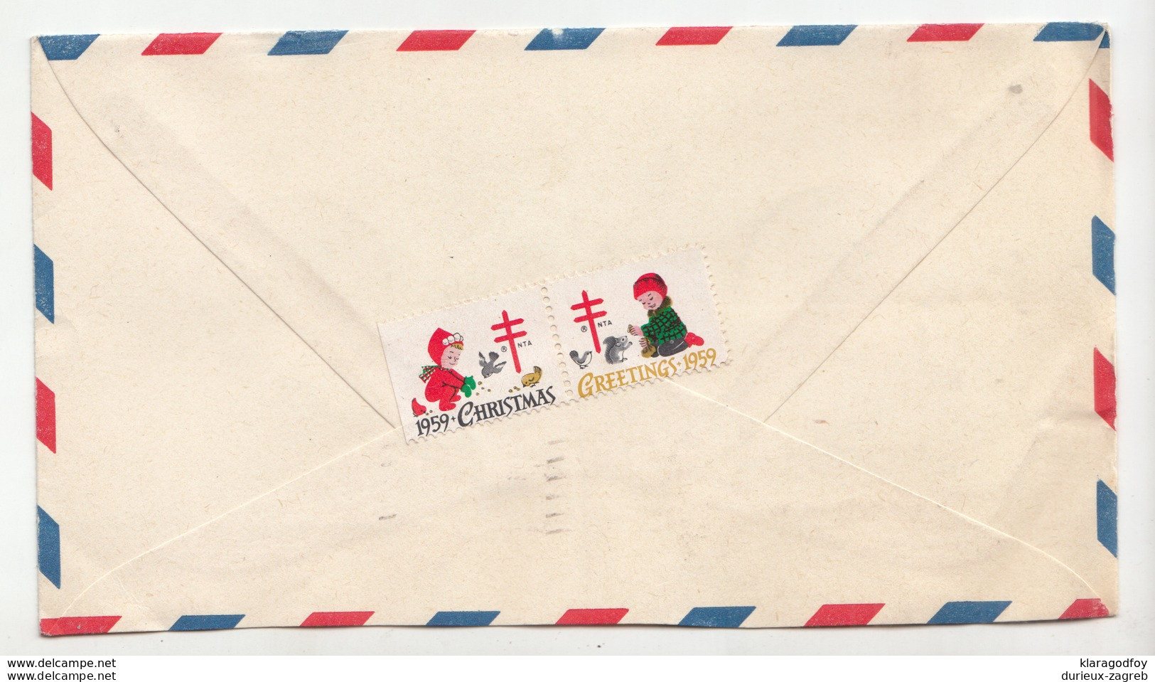 1c Overprinted Postal Stationery Letter Cover Posted 1959 Lenox To Austria - Uprated - Christmas Seals B191215 - 1941-60