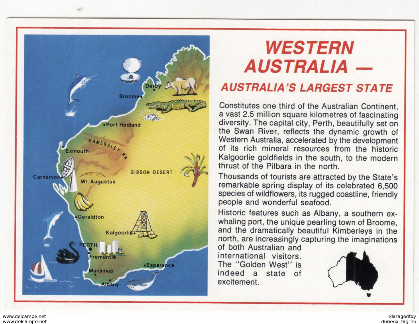 Western Australia Old Unused Postcard D190901 - Andere & Zonder Classificatie