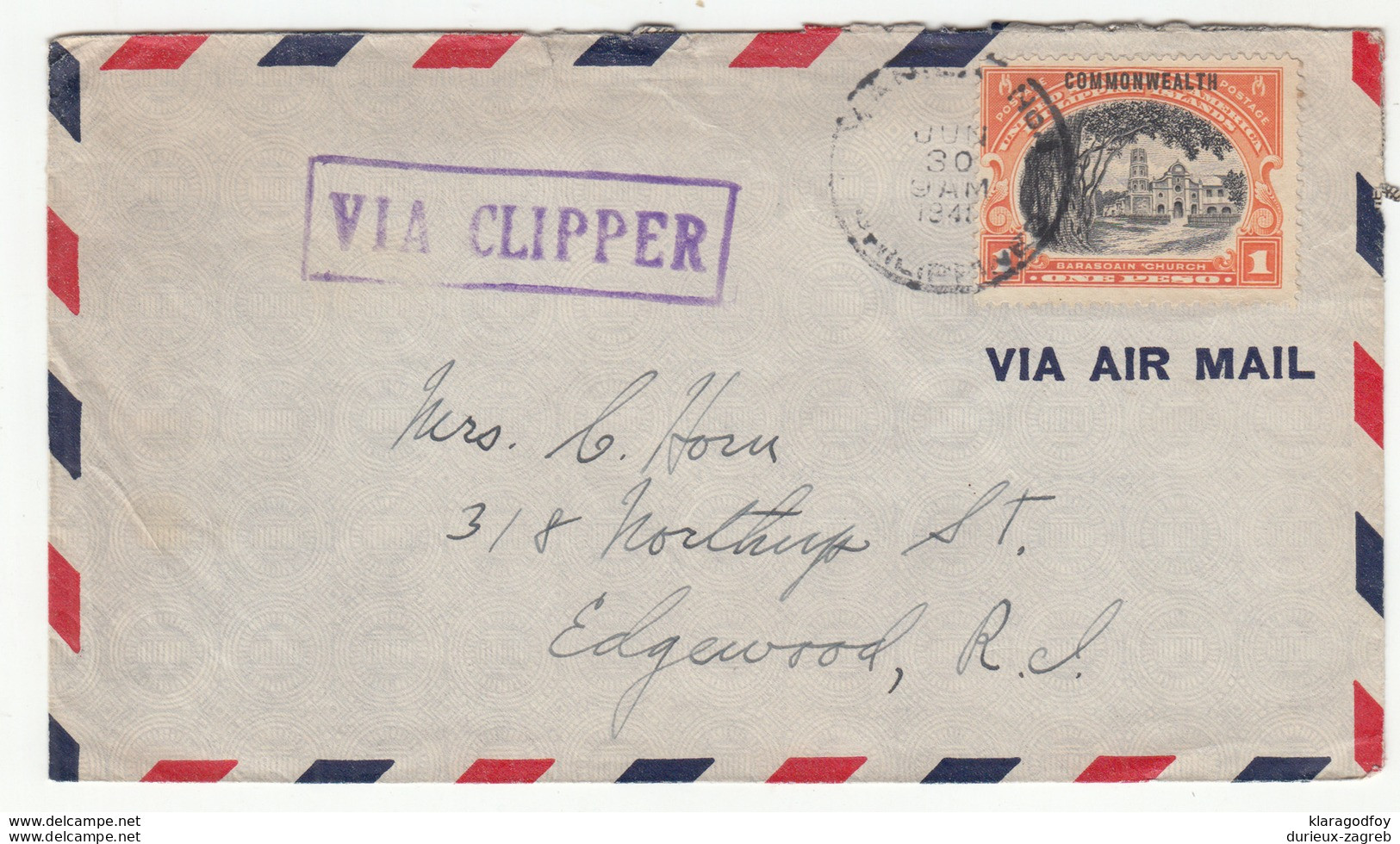 Commonwealth Of The Philippines Letter Cover Via Clipper Posted 1941 B191201 - Philippinen
