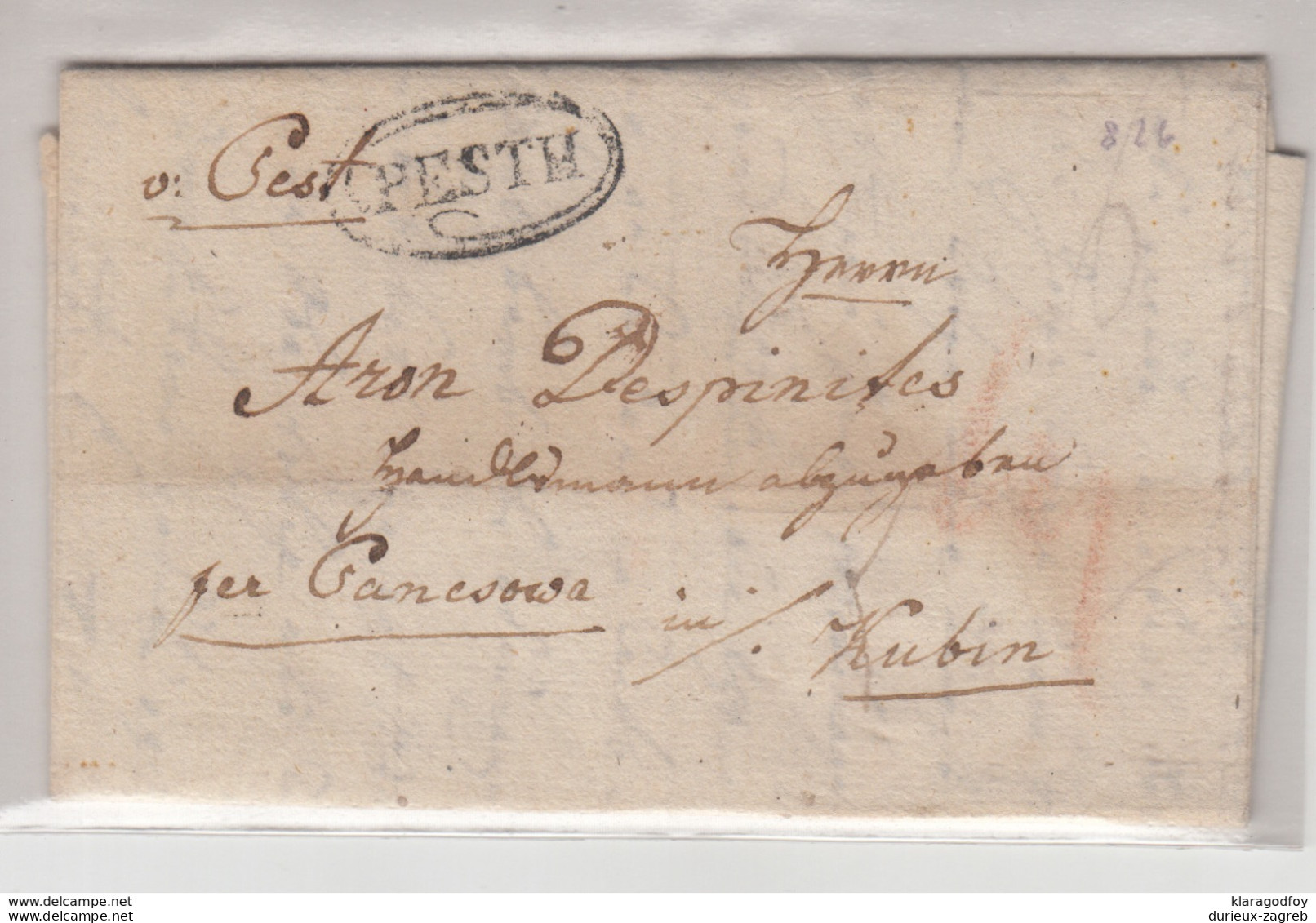 Hungary Prephilately Letter Travelled 1826 Pesth To Kubin B180702 - ...-1867 Préphilatélie
