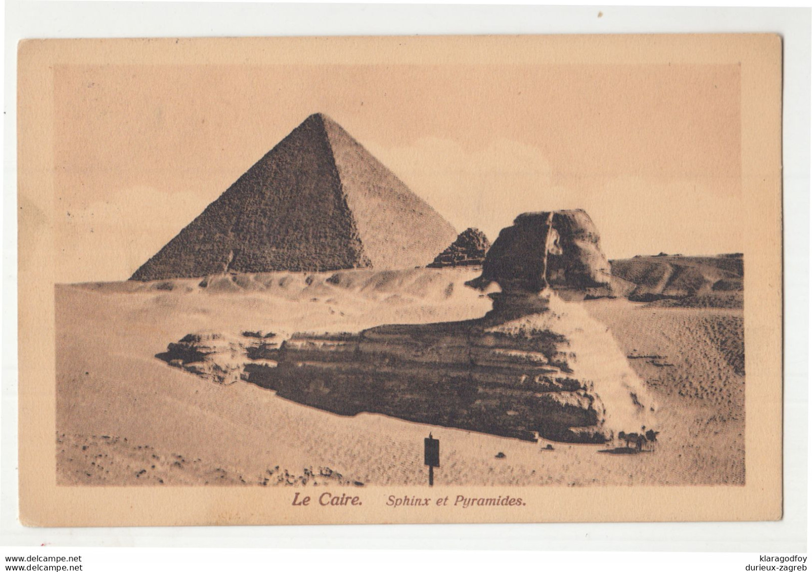 Le Caire, Sphinx Et Pyramides Old Postcard Posted 191? Alexandria Pmk B210220 - Sphinx