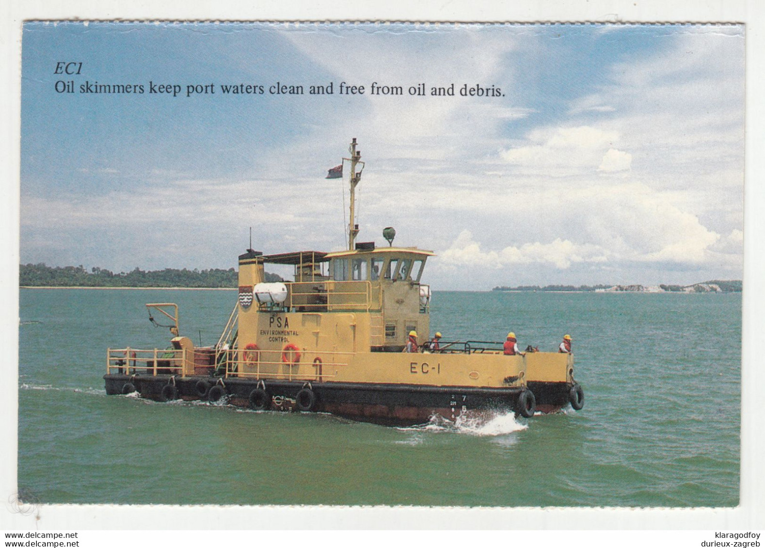 EC-1 Oil Skimmer In Singapore (Environmental Control) Postcard Posted 1987 B210220 - Tugboats