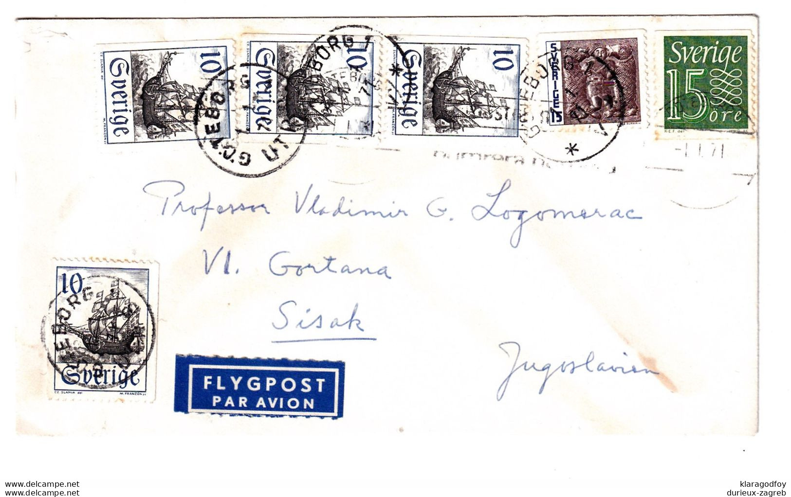 Sweden Letter Cover Posted Air Mail 1971 To Sisak B201210 - Brieven En Documenten