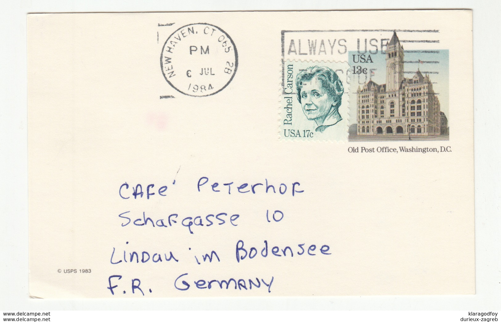 Old Post Office, Washington DC Postal Stationery Postcard Posted 1984 To Germany B200501 - 1981-00