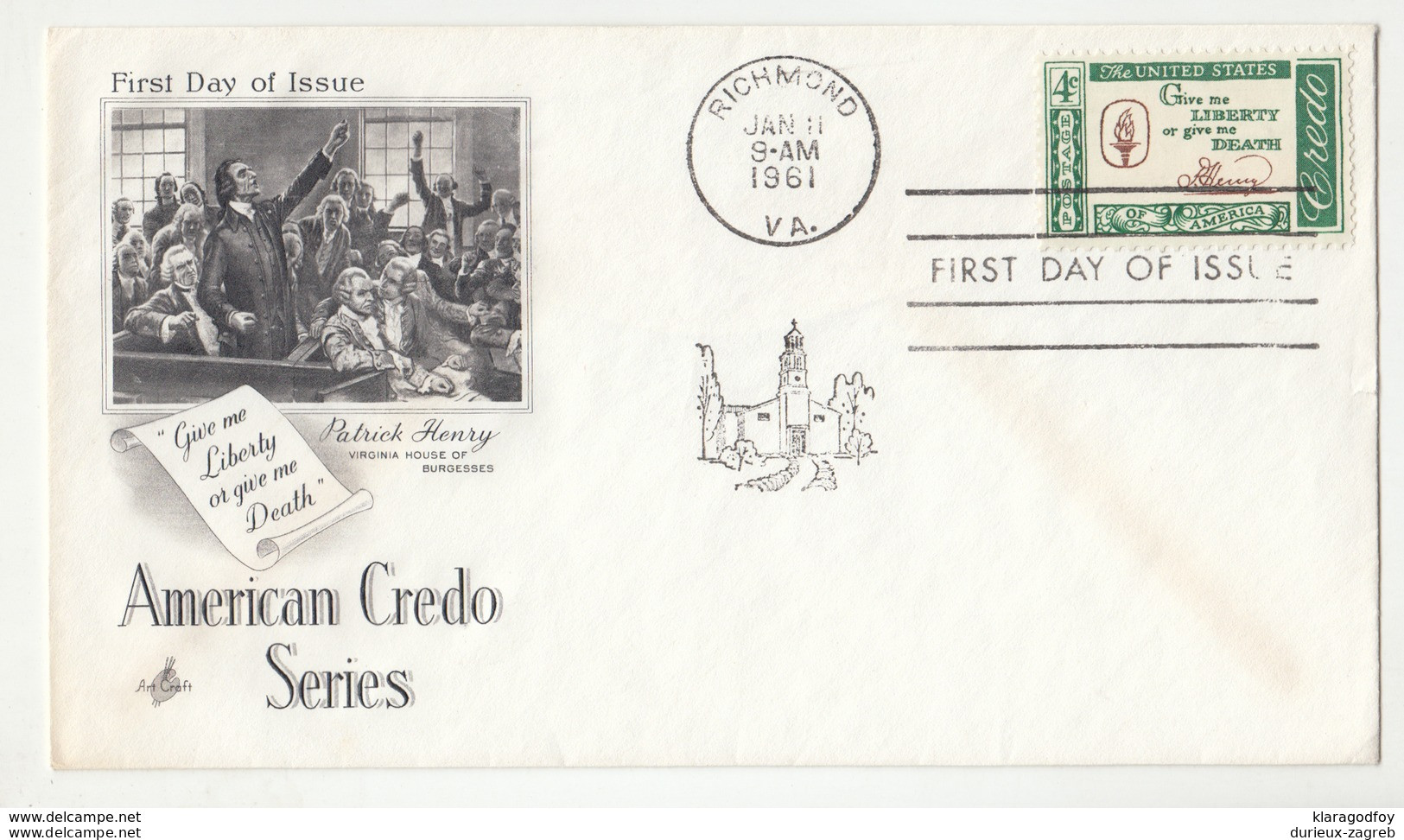 United States 1961 American Credo Series Henry FDC B200501 - 1961-1970