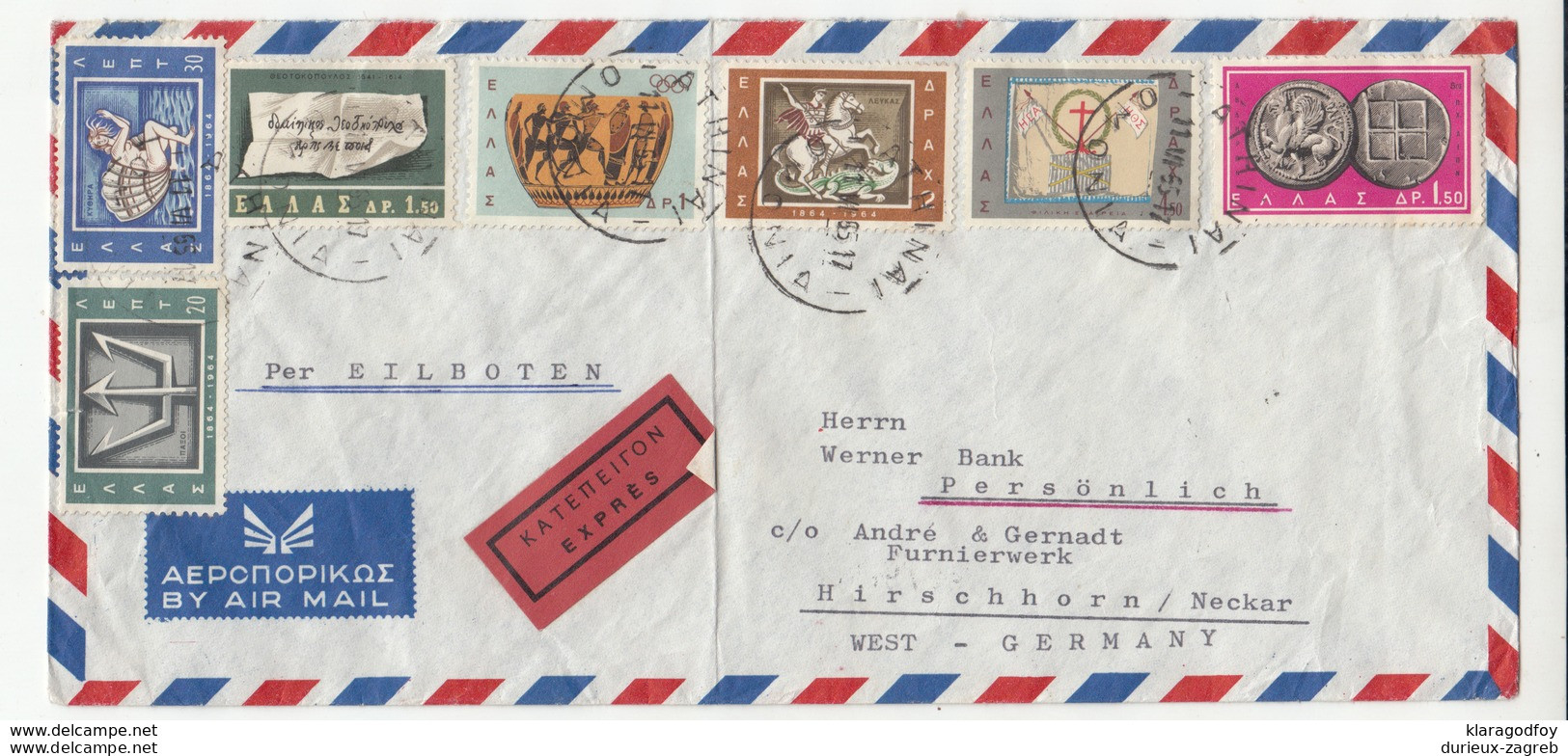 Greece Multifranked Letter Cover Posted 1965 To Germany B200501 - Brieven En Documenten