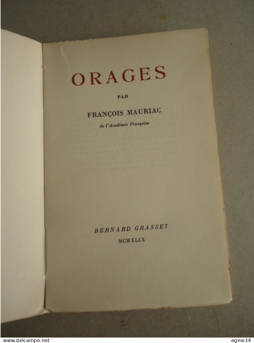 Editions Grasset - François Mauriac  - Orages - Ex.sur Vergé  No 90 - Auteurs Français