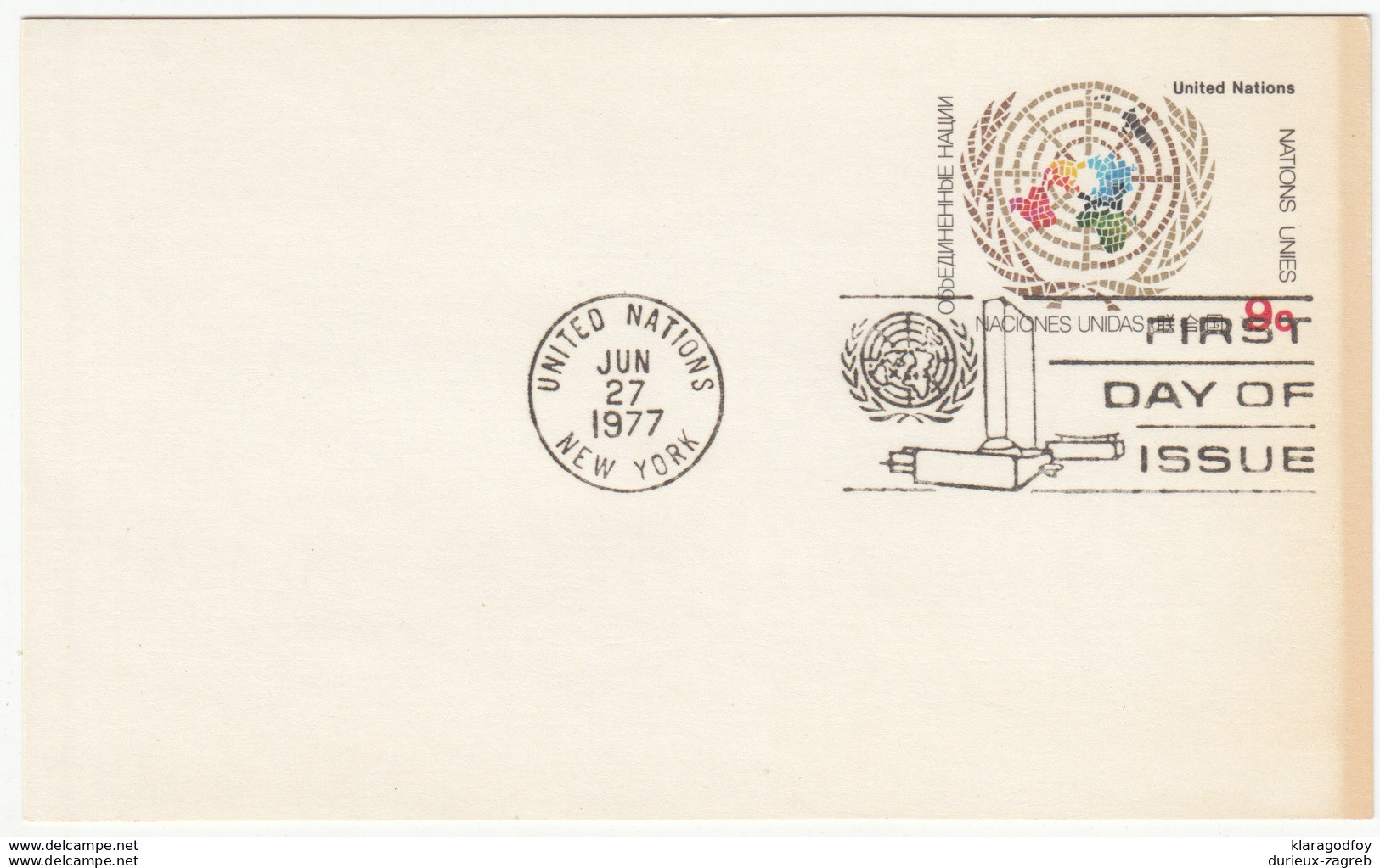 United Nations Postal Stationery Postcard 1977 FDC Not Travelled B170420 - Briefe U. Dokumente