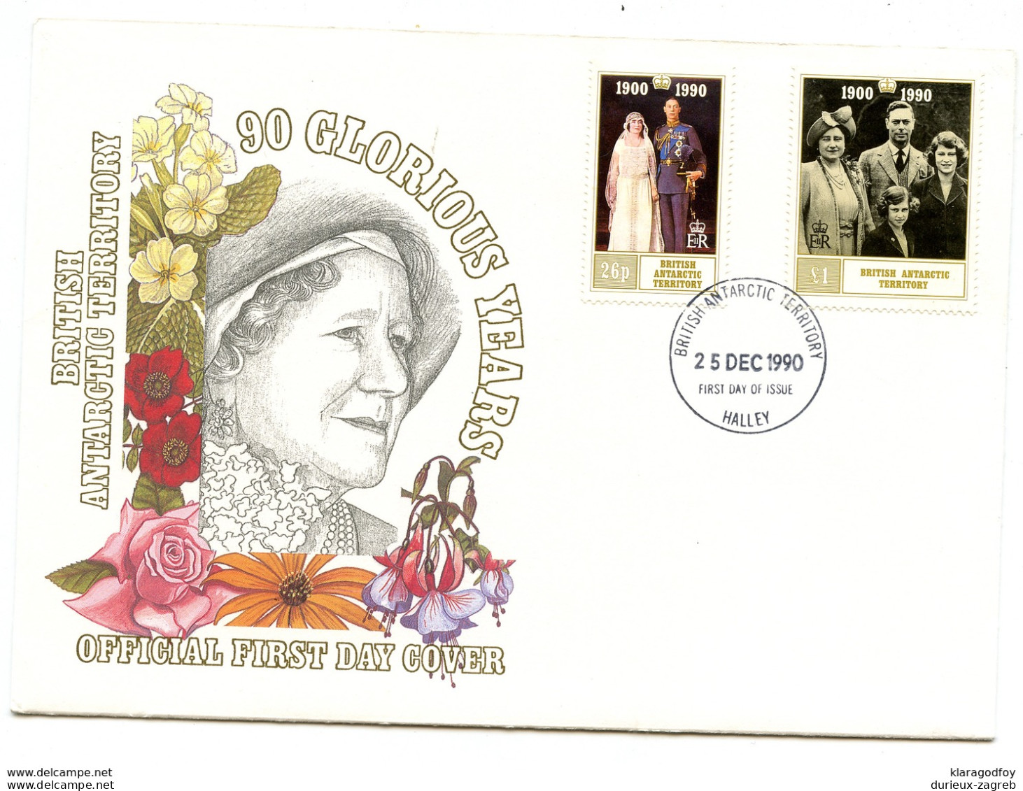 British Antarctic Territory 1990 90 Years Queen Mother FDC 200220 - FDC