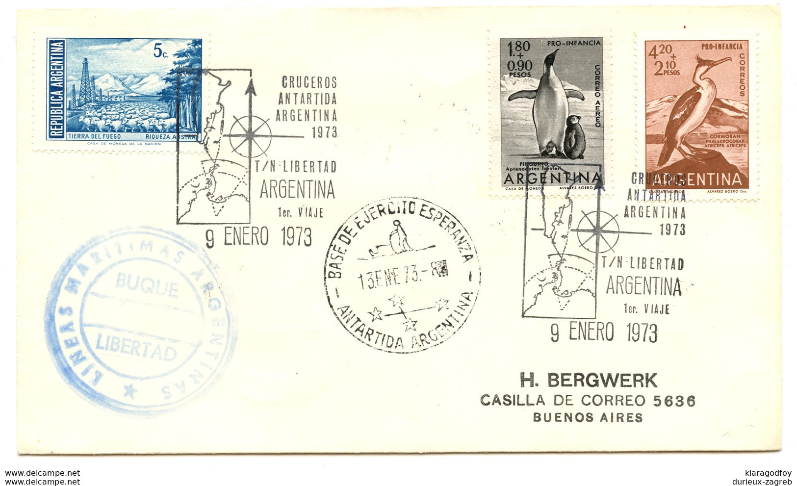 Antártida Argentina Base Ejercito Esperanza Cruceros 1973 Letter Cover 200220 - Otros & Sin Clasificación