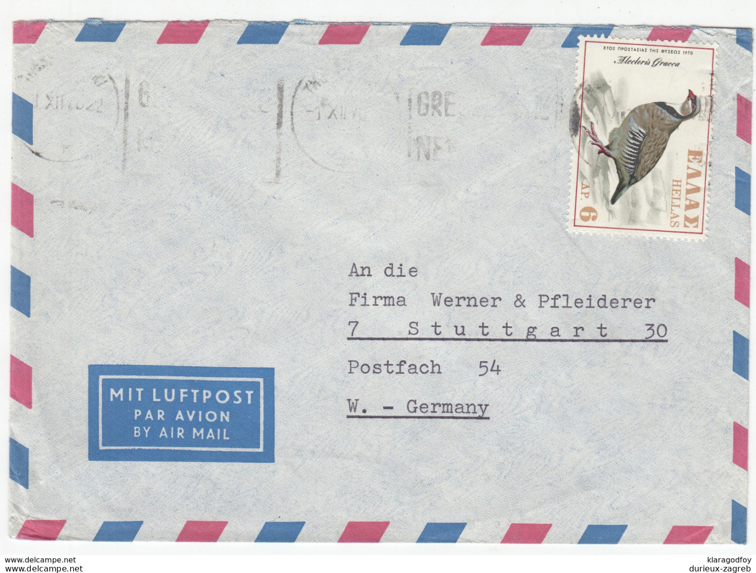 Greece 5 Air Mail Letter Covers Travelled 1961-74 B171025 - Covers & Documents