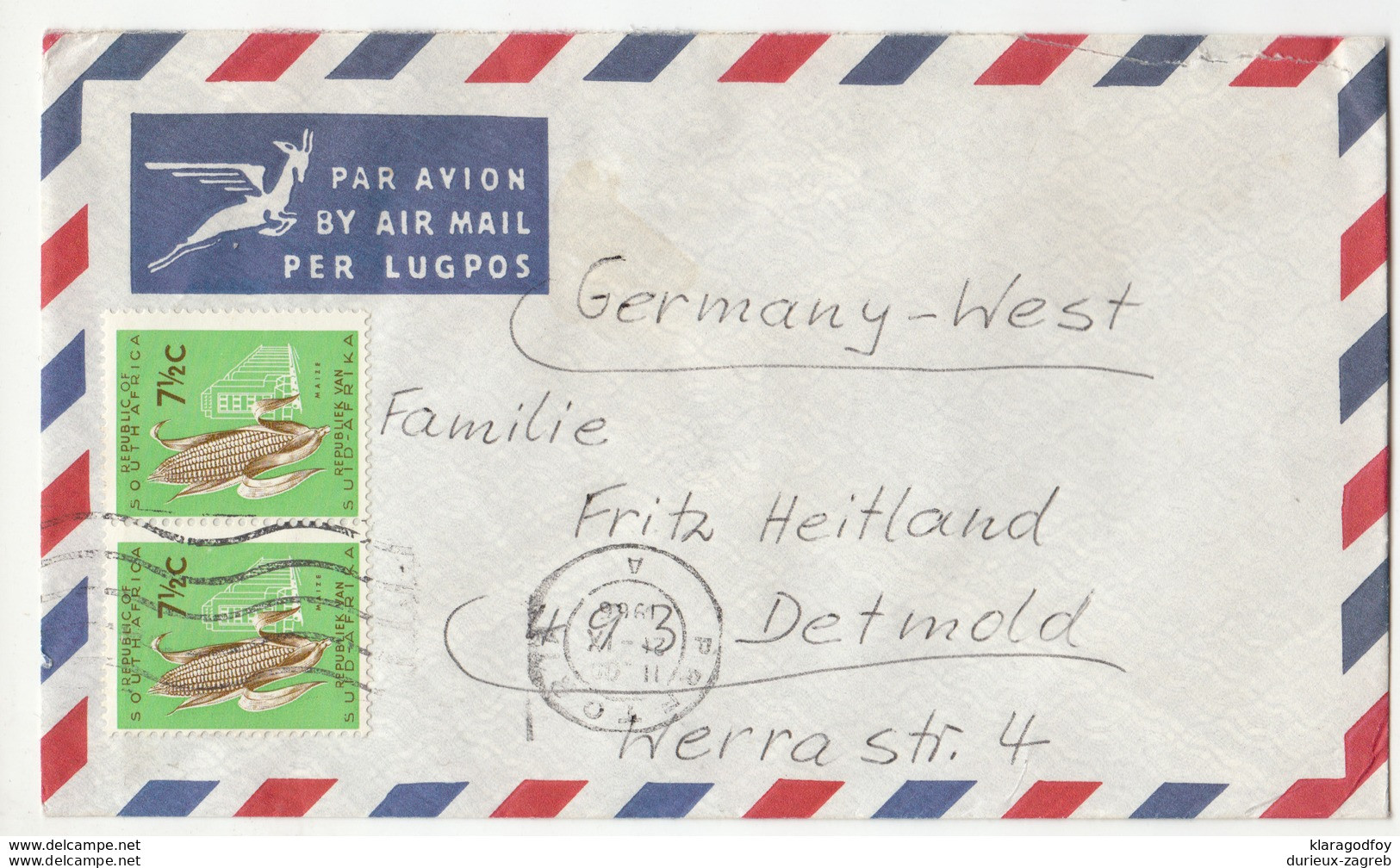 South Africa, Airmail Letter Cover Travelled 1966 Pretoria Pmk B180201 - Brieven En Documenten