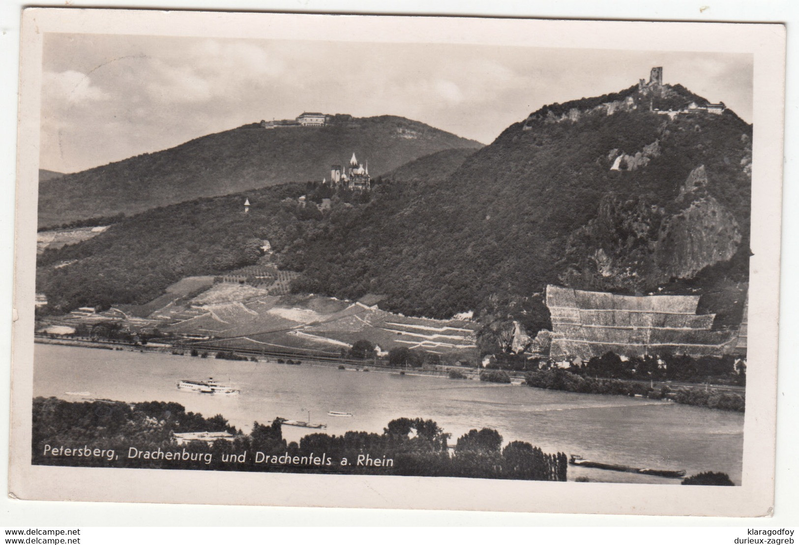 Petersberg, Drachenburg Und Drachenfels Am Rhein Old Postcard Travelled 1943 Königswinter Pmk B180122 - Drachenfels