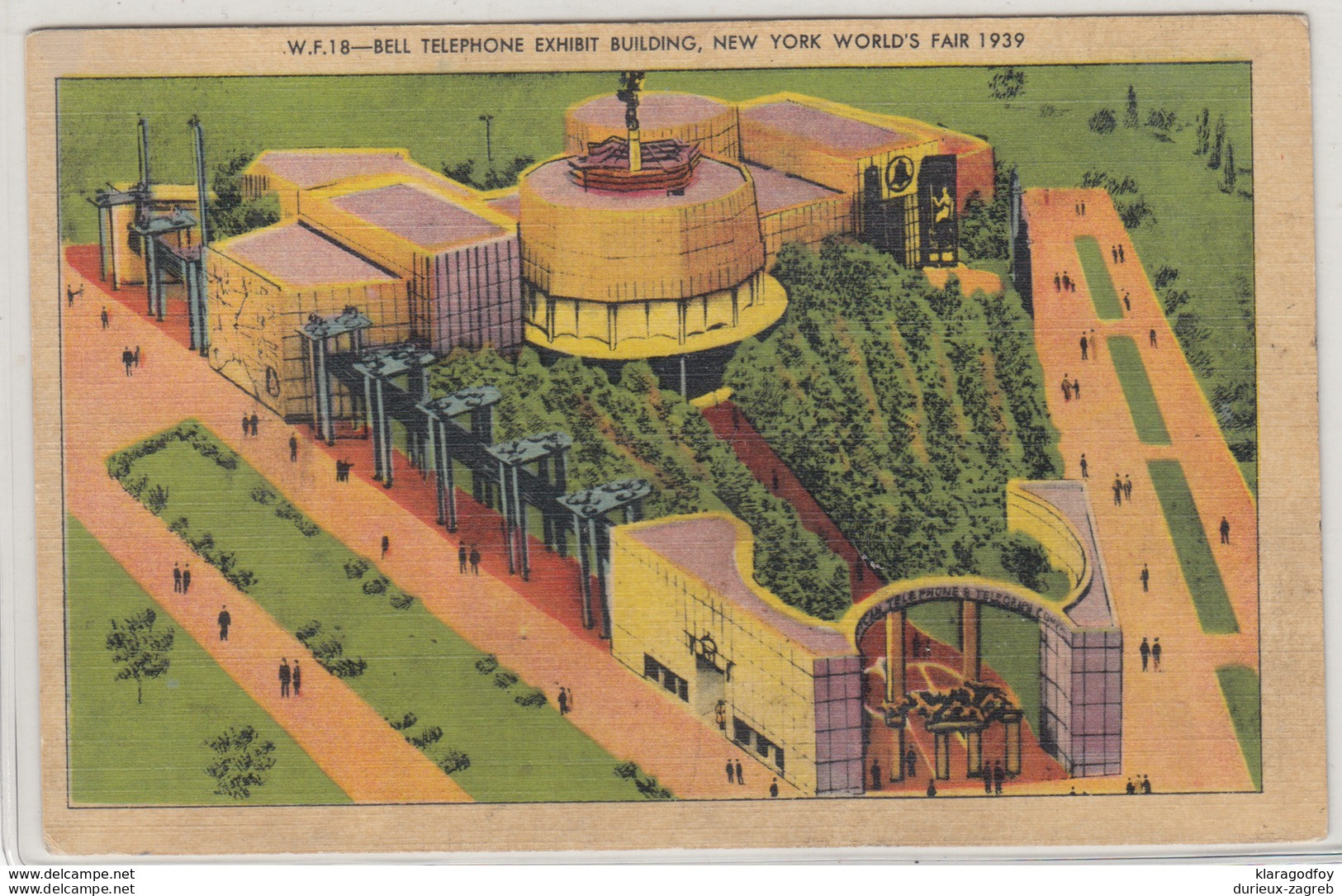 Bell Telephone Exhibit Building NY World's Fair 1939 Old Postcard Travelled 1939 B170915 - Expositions