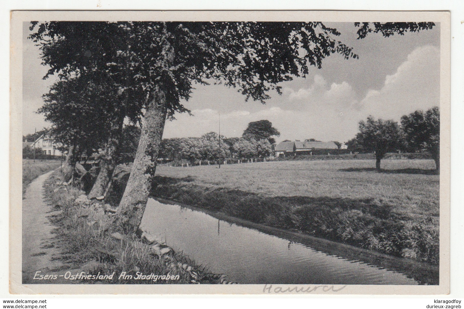 Esens, Ostfriesland Am Stadtgraben Old Postcard Travelled 1942 Ardorf Pmk B170605 - Esens