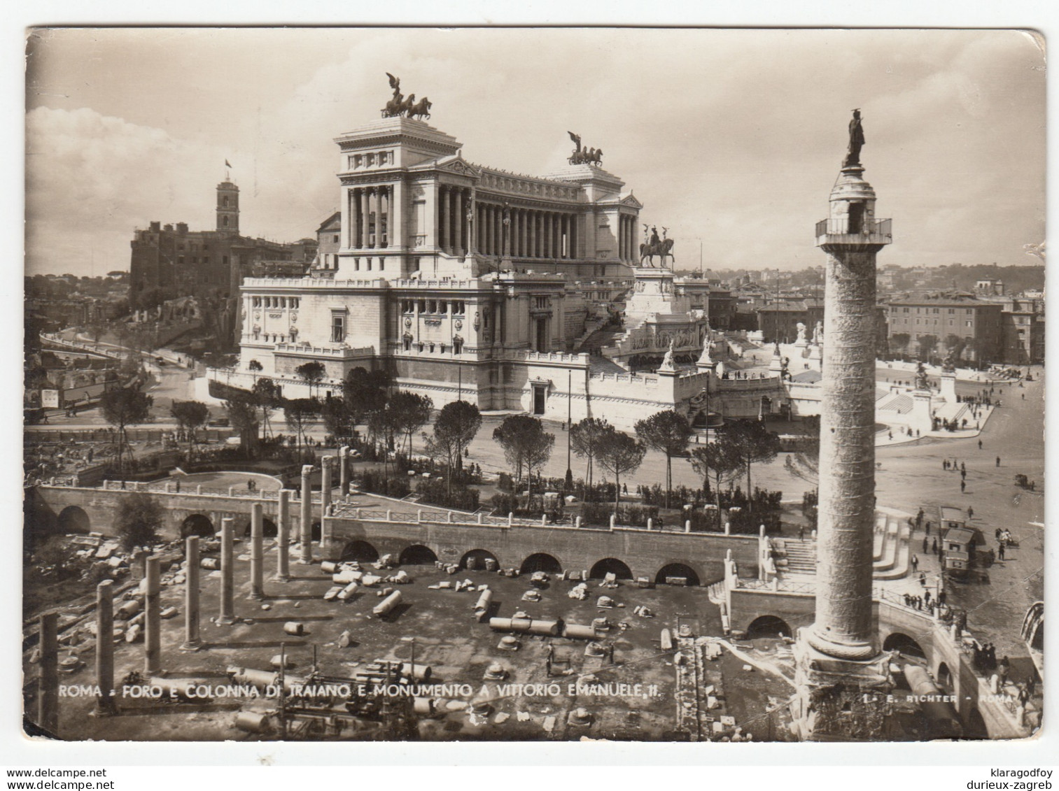 Roma, Trajan's Column And Altare Della Patria Old Photopostcard Travelled 1936 B170325 - Altare Della Patria