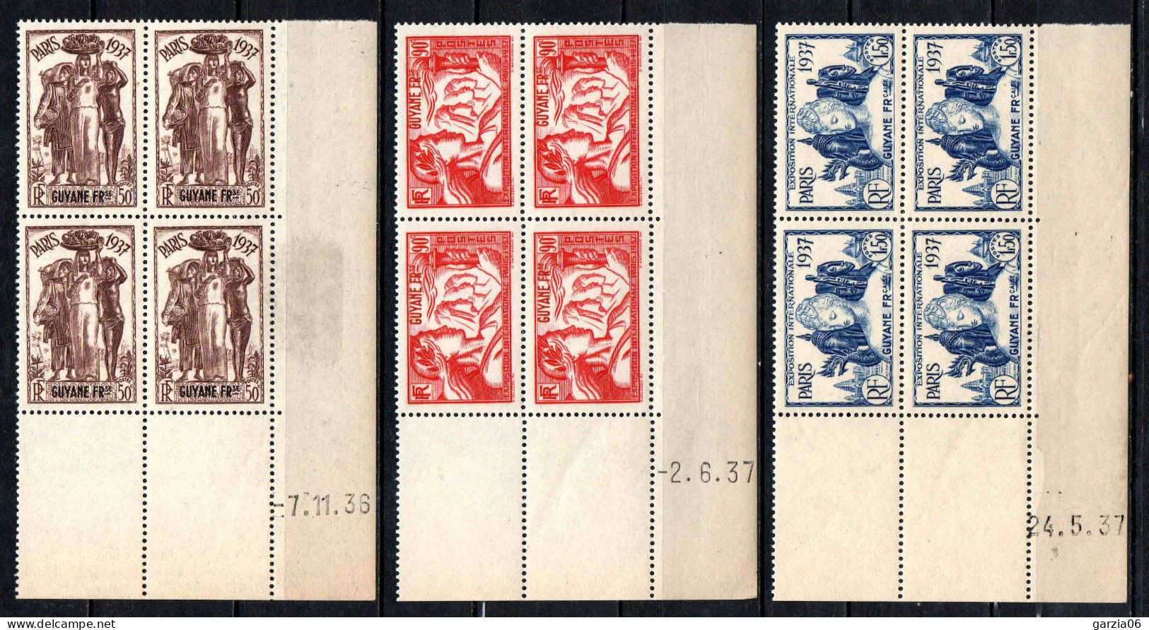 Guyane  - 1937 - Exposition Internationale De Paris  - Coins Datés   -  N° 143 à 148    - Neufs ** - MNH - Neufs