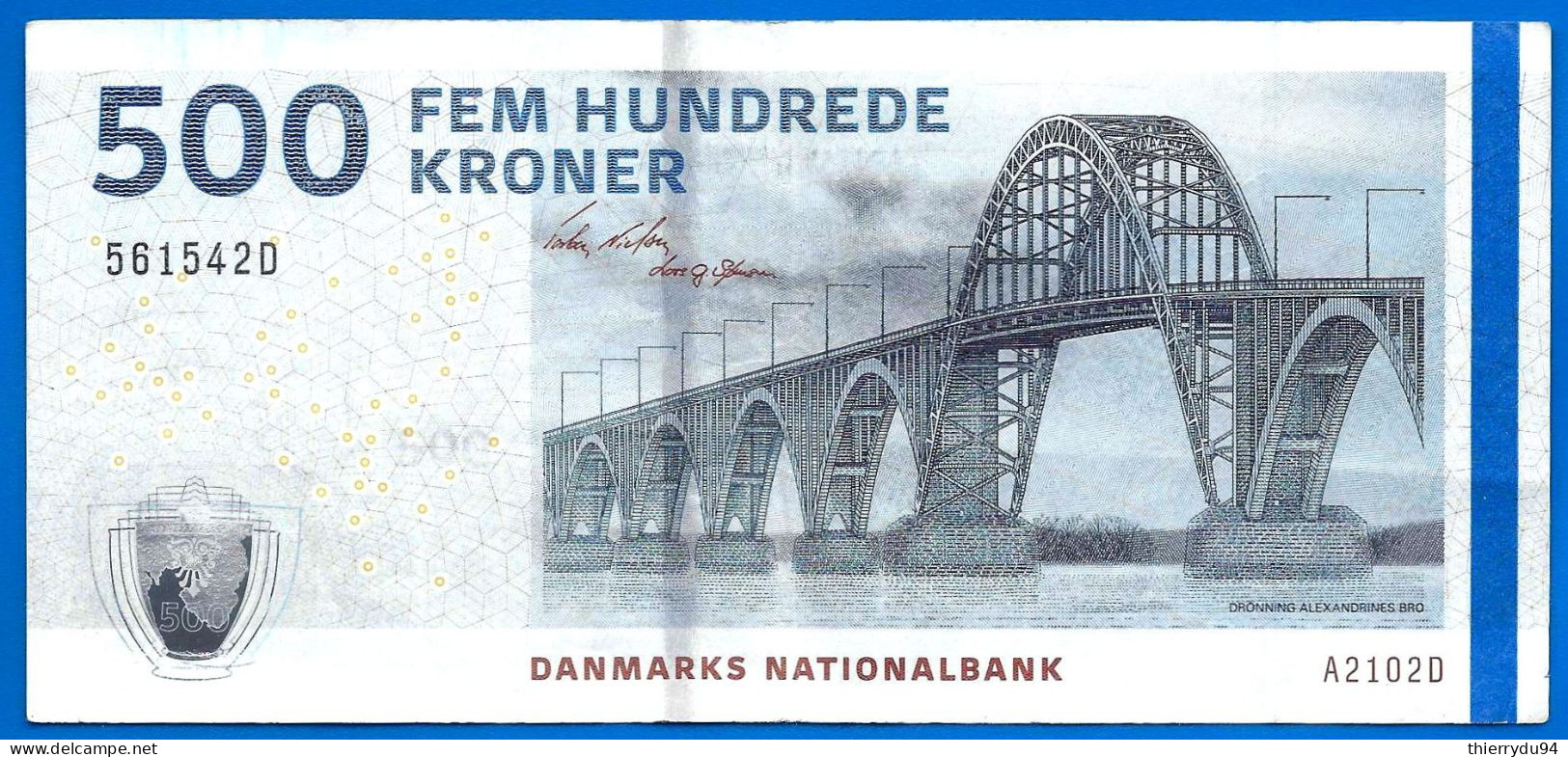 Danemark 500 Couronnes 2009 Kroner Korun Courone Courrone Pont Bridge Paypal Crypto Bitcoins OK - Dänemark