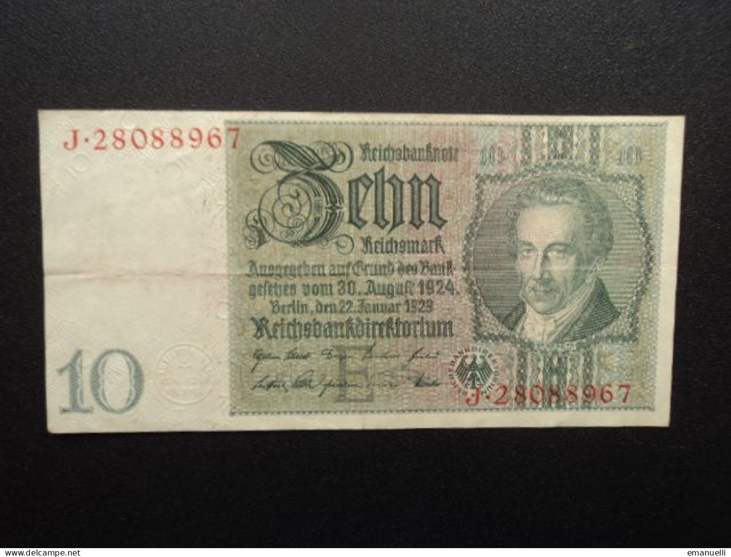 ALLEMAGNE : 10 REICHSMARK   22.1.1929 (1941-1942)    C.A. 173b, *  / P 180a Bis Ou B Et B Devient C)   TTB+ ** - 10 Reichsmark